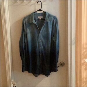 Forever 21 Men Ombré Long Sleeve Denim Shirt XL